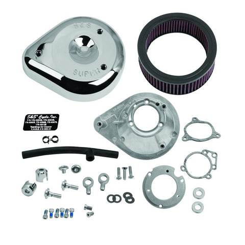 S&S Cycle 08-16 Touring Stock Bore Throttle By Wire Teardrop Air Cleaner Kit - Chrome - 170-0305B