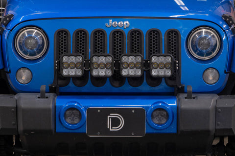 Diode Dynamics Jeep JK SS5 4-Pod CrossLink Grille Lightbar Kit Pro - Yellow Combo - DD7273