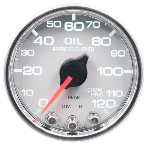 Autometer Spek-Pro 2-1/16in 0-120 PSI Digital Stepper Motor w/Peak & Warn Oil Pressure Gauge - P32511