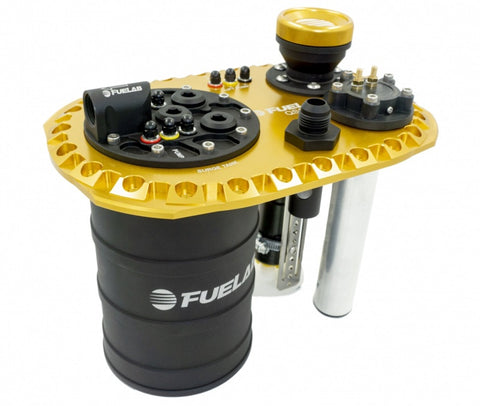 Fuelab Quick Service Surge Tank w/Bosch Lift Pump & Single 500LPH Brushless Pump w/Controller - Gold - 62722-2