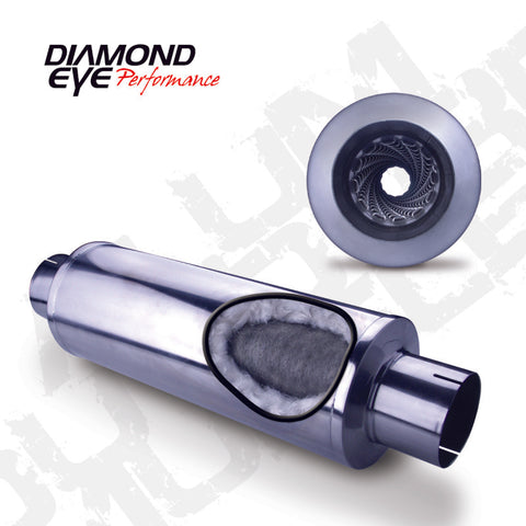 Diamond Eye MFLR 4inID SGL IN/SGL OUT 7inDIA X 24in BODY 30in LENGTH LOUVERED SLOTTED ENDS 409 SS - 460033