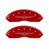 MGP 4 Caliper Covers Engraved Front & Rear Style 1/Chrysler Wing Red finish silver ch - 32021SCW1RD