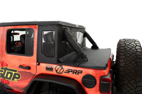 Bestop 18-26 Jeep Wrangler JL 4-Door Halftop Soft Top (Premium Black Twill) - 53904-17