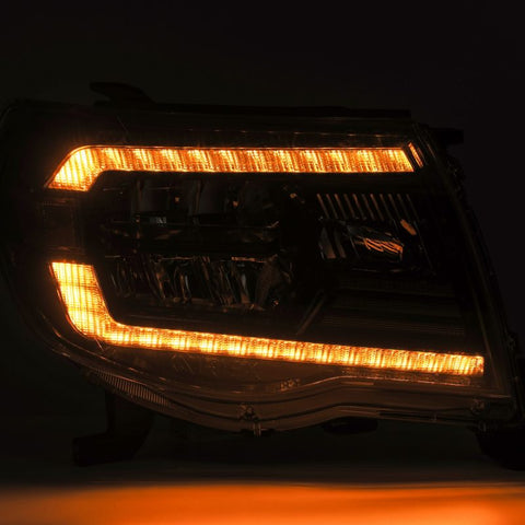 AlphaRex 05-11 Toyota Tacoma LUXX Crystal Headlights Plank Style Alpha Black w/Activation Light/DRL - 880733