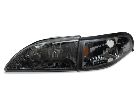 Raxiom 94-98 Mustang Axial Series Cobra Style Headlights- Black Housing (Clear Lens) - 49050