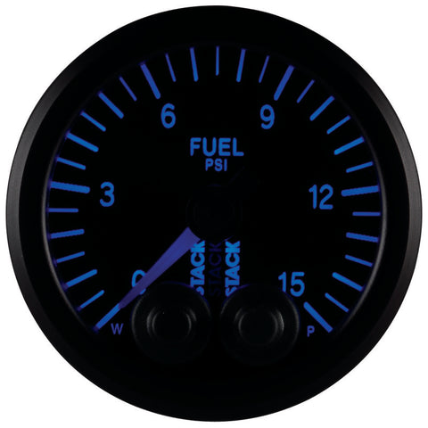 Autometer Stack 52mm 0-15 PSI 1/8in NPTF Male Pro-Control Fuel Pressure Gauge - Black - ST3504