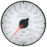Autometer Spek-Pro Gauge Fuel Press 2 1/16in 30psi Stepper Motor W/Peak & Warn Wht/Blk - P316128