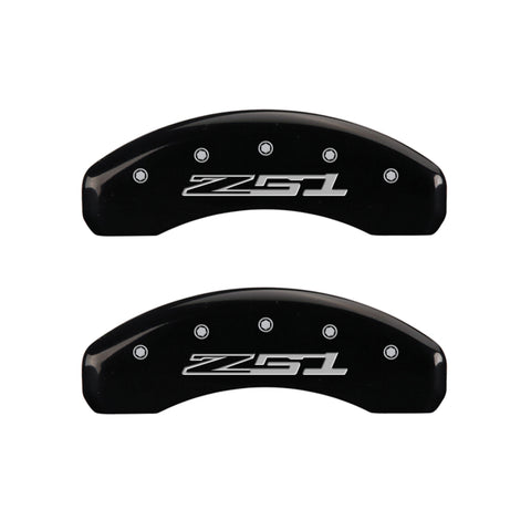 MGP 4 Caliper Covers Engraved Front Corvette C7 Engraved Rear Z51/2015 Black finish silver ch - 13084SZ51BK