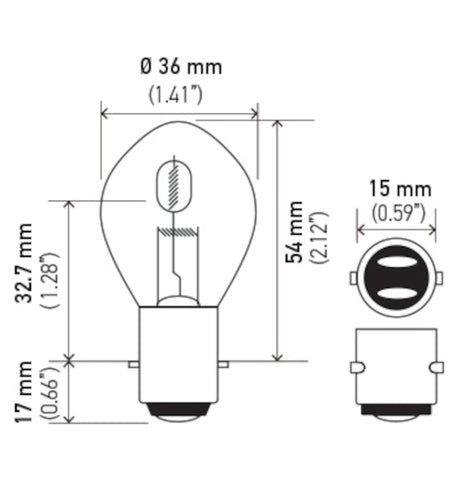 Hella Bulb 6260 12V 60/60W Ba20D B11 S2 - 6260