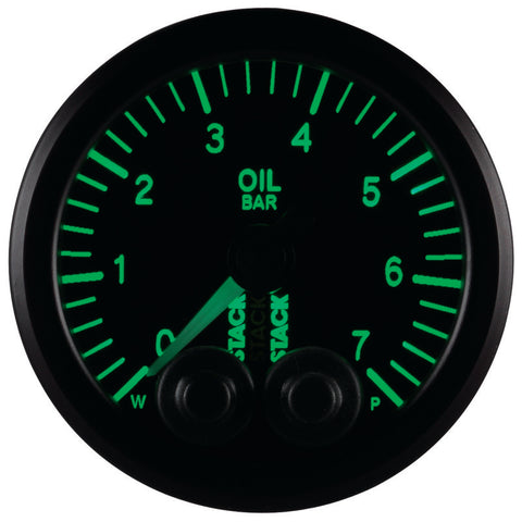 Autometer Stack 52mm 0-7 Bar M10 Male Pro-Control Oil Pressure Gauge - Black - ST3501