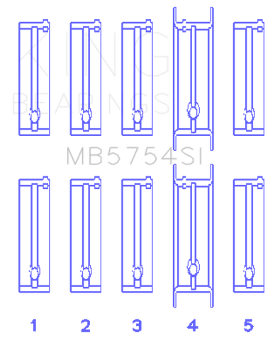 King Engine Bearings Chevrolet 121Ci/Ln2 134Ci Fl O/S 010 (Size +0.75mm) Main Bearing Set - MB5754SI0.75