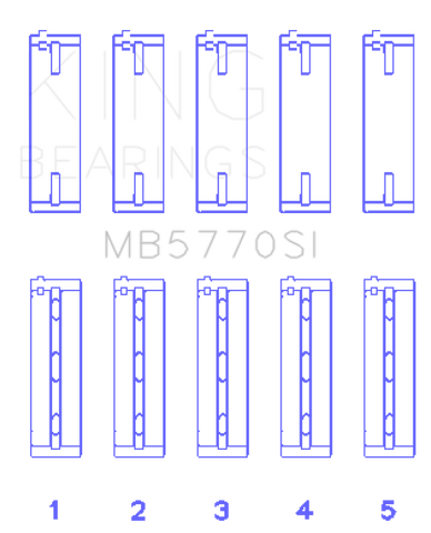 King Engine Bearings Nissan Vk45Dd/E/Vk50Ve/Vk56DE/Vd (Size +0.50mm) Main Bearing Set - MB5770SI0.5