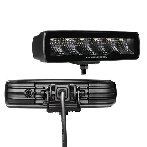 Go Rhino Xplor Blackout Series Sixline LED Flood Light Kit (Surface/Threaded Stud Mnt) - Blk (Pair) - 750300621FBS