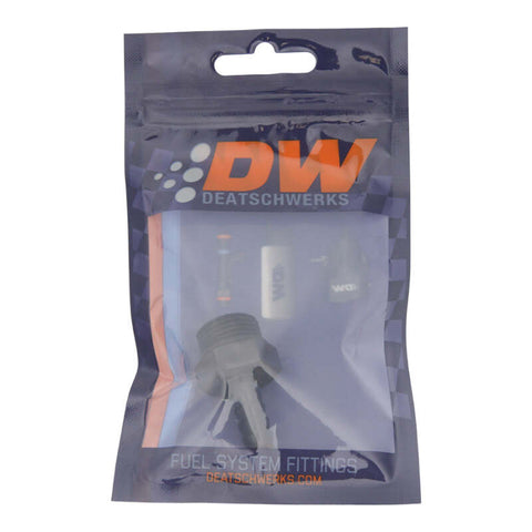 DeatschWerks 8AN ORB Male to 5/16in Male Triple Barb Fitting (Incl O-Ring) - Anodized Matte Black - 6-02-0512-B