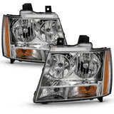 ANZO 2007-2014 Chevy Tahoe Crystal Headlight Chrome Amber(OE) - 111475