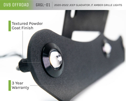 DV8 Offroad 2020+ Jeep JT Grill Amber Marker Lights - GRGL-01