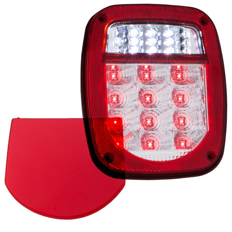 ANZO 1976-1985 Jeep Wrangler LED 2 Lens - Red/Clear, Chrome - 861082