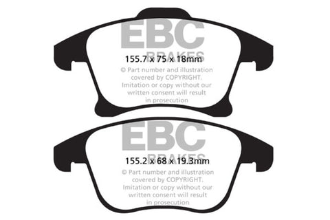 EBC 13+ Ford Fusion 1.6 Turbo Redstuff Front Brake Pads - DP32159C