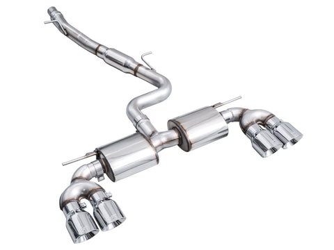 AWE Tuning MK8 Volkswagen Golf R 3in Touring Edition Quad Exhaust - Chrome Silver Tips - 3015-42658
