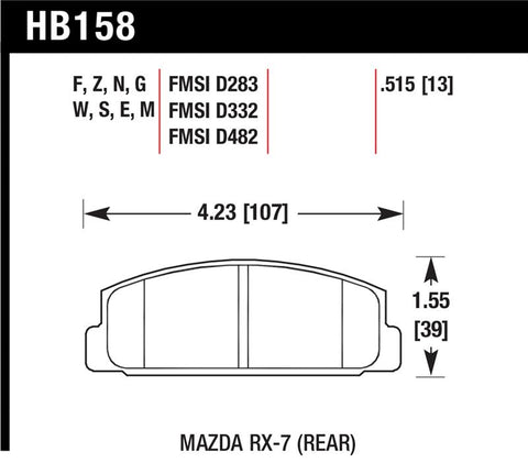 Hawk 2003-2005 Mazda 6 HPS 5.0 Rear Brake Pads - HB158B.515