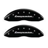 MGP 4 Caliper Covers Engraved Front & Rear Impala Black finish silver ch - 14006SIMPBK