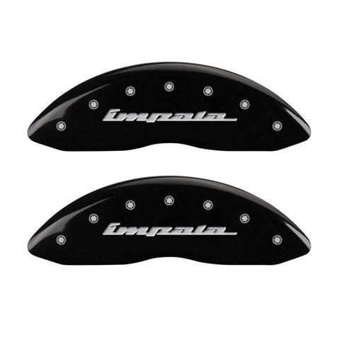 MGP 4 Caliper Covers Engraved Front & Rear Impala Black finish silver ch - 14006SIMPBK