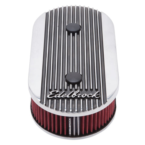 Edelbrock Air Cleaner Elite II Oval Dual-Quad Carbs 2 5In Red Element Polished - 4272
