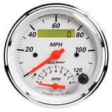 AutoMeter Gauge Tach/Speedo 3-3/8in. 120MPH & 8K RPM Elec. Program. Arctic White - 1381