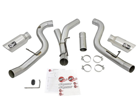 aFe Atlas Exhaust 4in Dual DPF-Back Al Steel w/ Pol Tips 16-17 GM Diesel Truck V8-6.6L (td) LML - 49-04080-P
