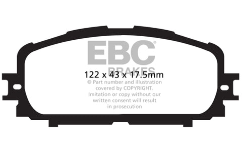 EBC 12+ Toyota Yaris 1.5 Ultimax2 Front Brake Pads - UD1628