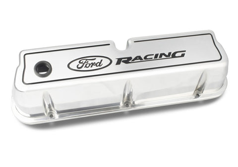 Ford Racing Logo Die-Cast Black Valve Covers Polished - 302-001
