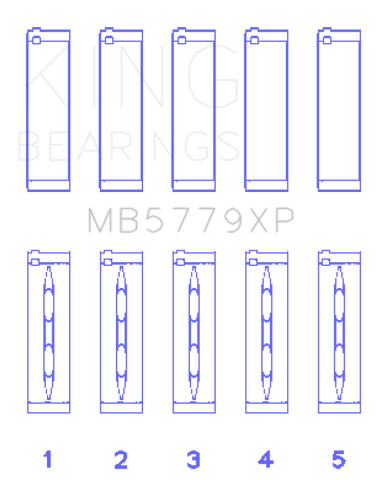 King Engine Bearings Audi CDaa/CDha/Chha/Chhb/Cjxa/Cjxb (Size +0.25mm) Main Bearing Set - MB5779XP0.25