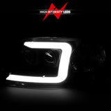 ANZO 1997-2003 Ford F-150 Projector Headlights w/ Light Bar Black Housing - 111503