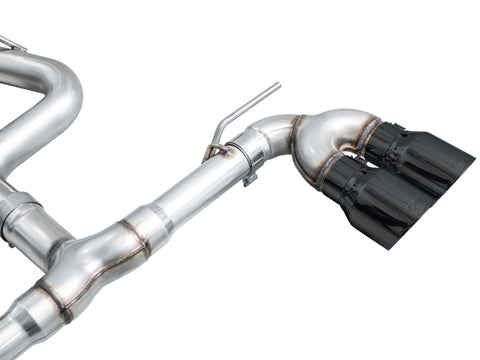 AWE Tuning MK8 Volkswagen Golf R 3in Track Edition Quad Exhaust - Diamond Black Tips - 3020-43658