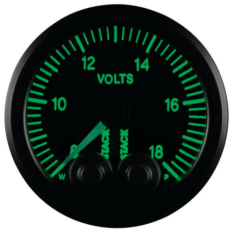 Autometer Stack 52mm 8-18V Pro-Control Battery Voltage Gauge -Black - ST3516