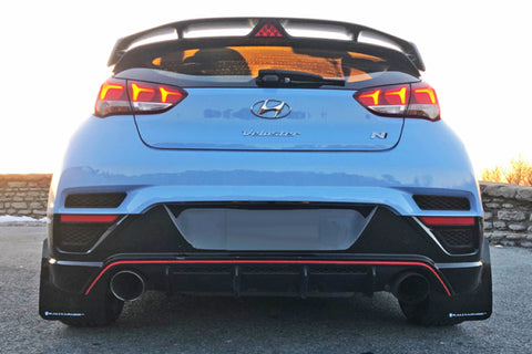 Rally Armor 19-22 Hyundai Veloster N Black UR Mud Flap w/ White Logo - MF57-UR-BLK/WH