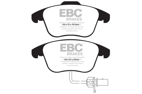 EBC 10+ Audi A5 2.0 Turbo Yellowstuff Front Brake Pads - DP41998R