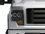 Raxiom 09-14 Ford F-150 Super White LED Halo Projector Headlights- Blk Housing (Clear Lens) - T542825