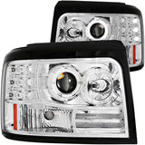 ANZO 1992-1996 Ford F-150 Projector Headlights w/ Halo Chrome w/ Side Markers and Parking Lights - 111183