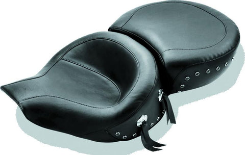 Mustang 94-96 Harley Road King Standard Touring 1PC Seat w/Black Pearl Studs - Black - 75457