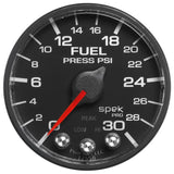 Autometer Spek-Pro Gauge Fuel Press 2 1/16in 30psi Stepper Motor W/Peak & Warn Blk/Blk - P316328