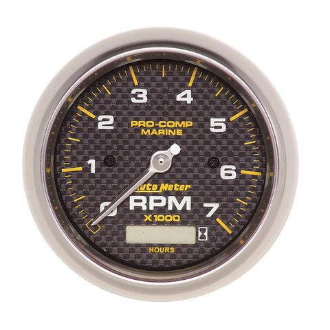 Autometer Marine Carbon Fiber Ultra-Lite 3-3/8in 7K RPM w/Hourmeter Tachometer Gauge - 200890-40