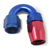 Russell Performance -8 AN Red/Blue 180 Degree Full Flow Swivel Hose End (With 3/4in Radius) - 613510