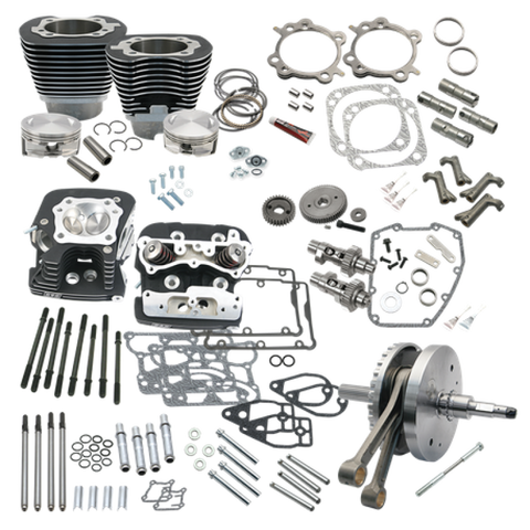 S&S Cycle 2007 BT w/ Balancer 124in Hot Set Up Kit - Wrinkle Black - 900-0569