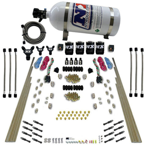 Nitrous Express 8 Cyl Dry Direct Port Dual Stage 4 Solenoids Nitrous Kit (200-600HP) w/10lb Bottle - 93106-10