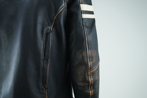 River Road Hoodlum Vintage Leather Jacket Black - Small - 094382
