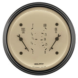 AutoMeter Gauge Dual Fuel & Oilp 3-3/8in. 0 Ohm(e) to 90 Ohm(f)& 100PSI Elec Antq Beige - 1824