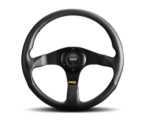 Momo Tuner Steering Wheel 350 mm - Black Leather/Red Stitch/Black Spokes - TUN35BK0B