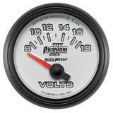 Autometer Phantom II 52.4mm Short Sweep Electronic 8-18 Volts Voltmeter Gauge - 7592