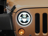 Raxiom 07-18 Jeep Wrangler Axial Series 7-Inch LED Headlights w DRL/ Black Housing - Clear Lens - J178741